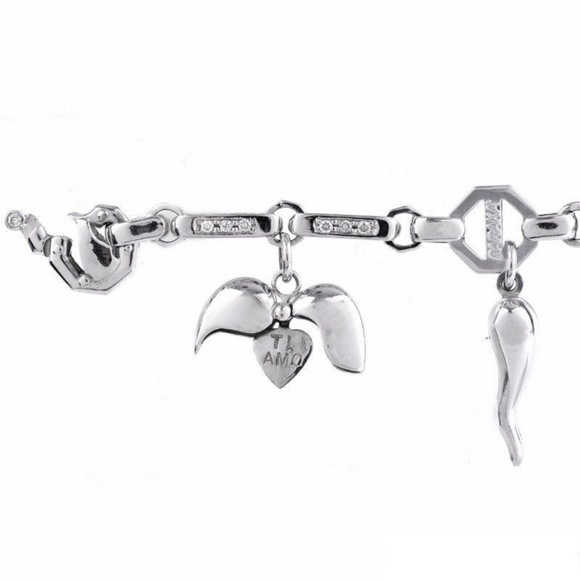 BARAKA Diamond 18K Gold Charm Link Bracelet Size 7 - Picture 2 of 6